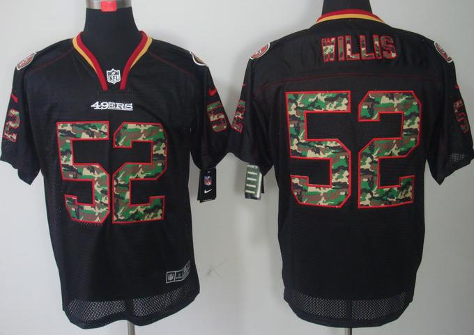 Nike San Francisco 49ers 52 Patrick Willis Black Camo Fashion Elite NFL Jerseys Camo Number Cheap