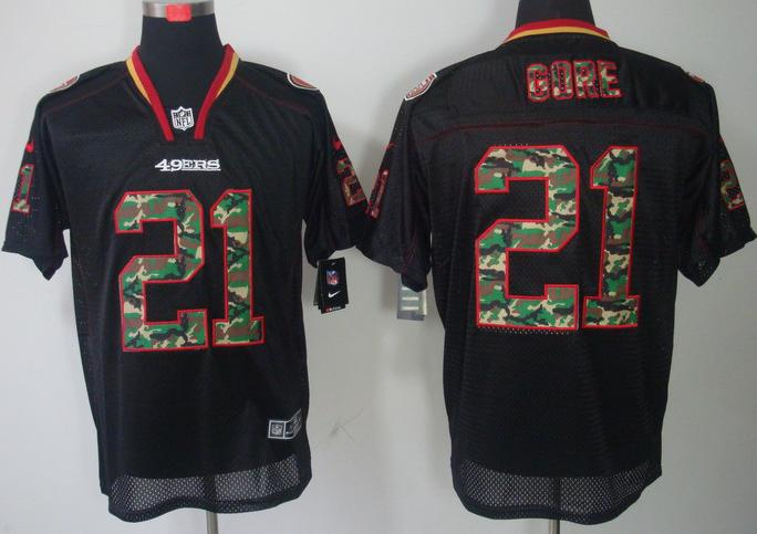 Nike San Francisco 49ers #21 Frank Gore Black Camo Fashion Elite NFL Jerseys Camo Number Cheap