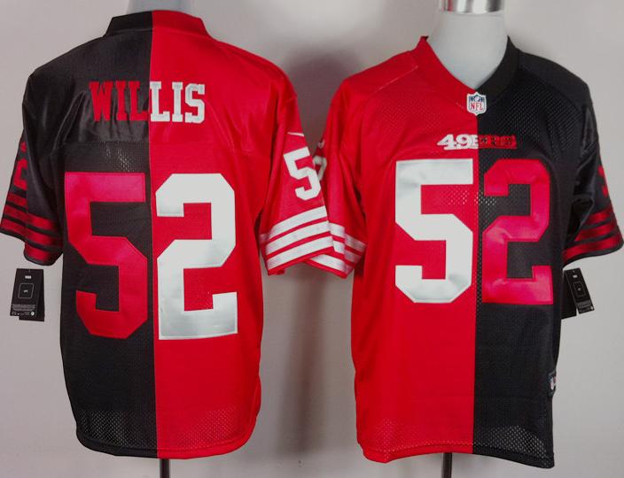 Nike San Francisco 49ers 52 Patrick Willis Black-Red Split Elite NFL Jerseys Cheap
