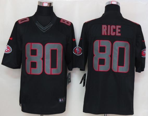 Nike San Francisco 49ers 80 Jerry Rice Black Impact Game LIMITED NFL Jerseys Cheap