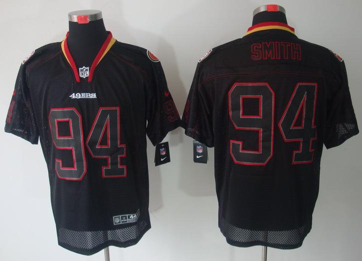 Nike San Francisco 49ers #94 Justin Smith Lights Out Black NFL Jerseys Cheap
