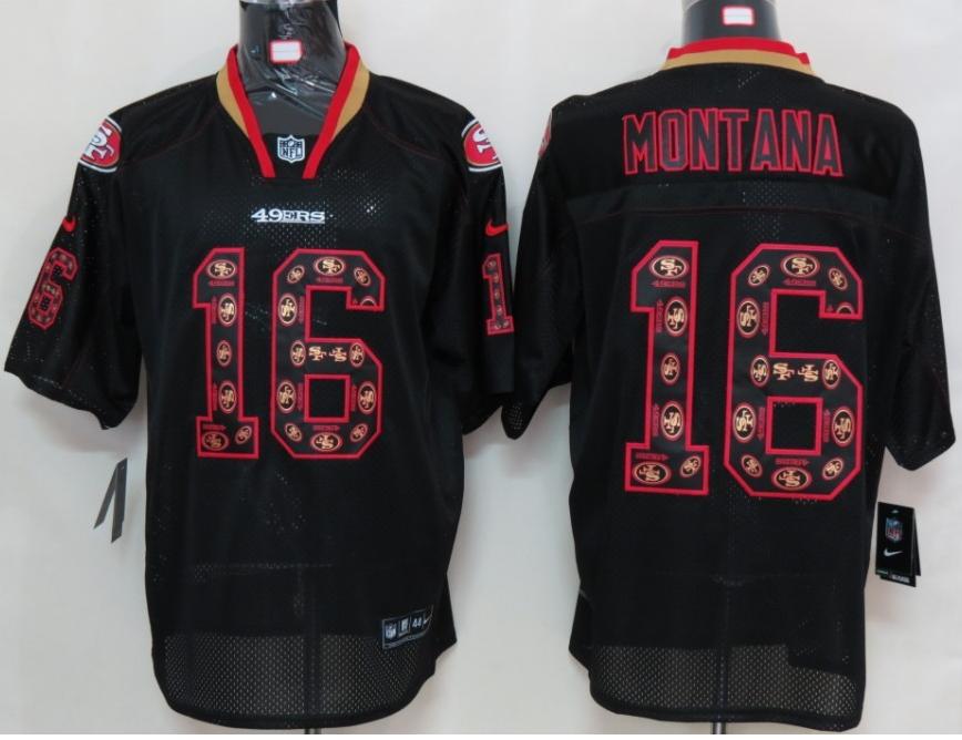 Nike San Francisco 49ers 16 Joe Montana Lights Out Black NFL Jerseys Cheap