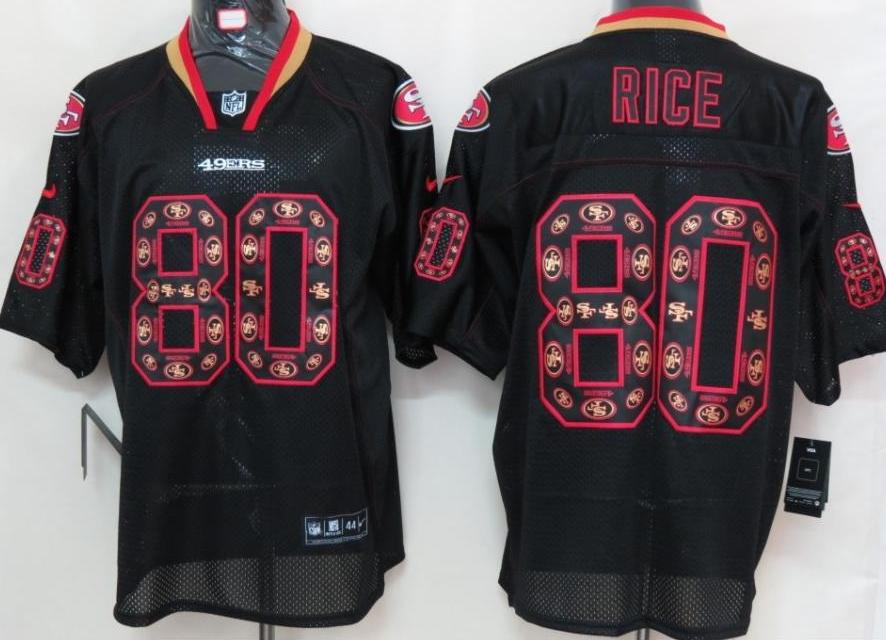Nike San Francisco 49ers 80 Jerry Rice Lights Out Black NFL Jerseys Cheap