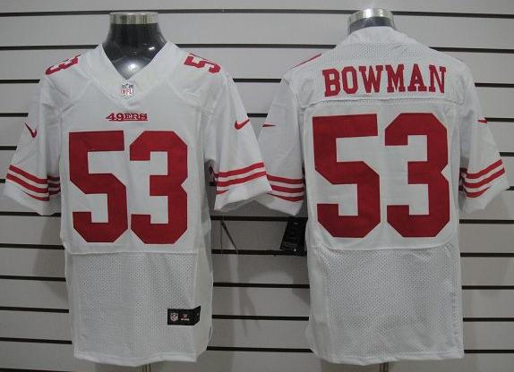 Nike San Francisco 49ers 53 Navorro Bowman White Elite NFL Jerseys Cheap