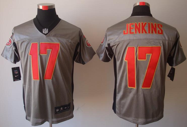Nike San Francisco 49ers 17# A.J.Jenkins Grey Shadow Elite NFL Jerseys Cheap