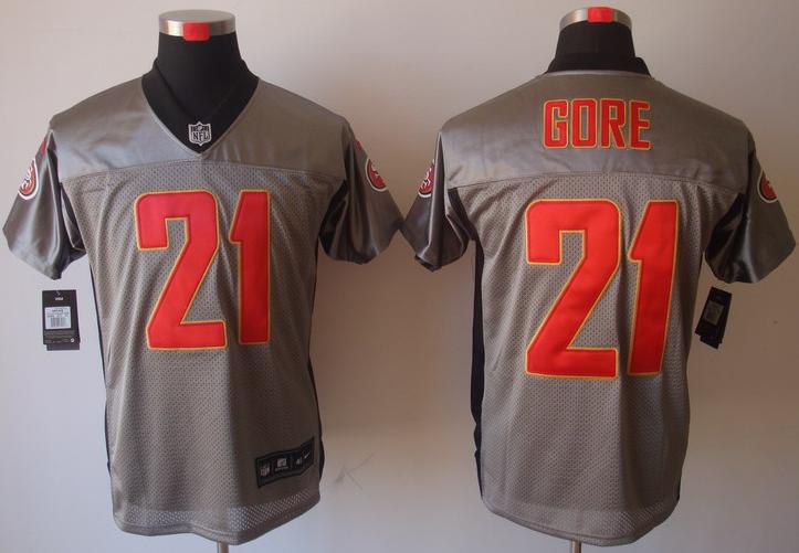 Nike San Francisco 49ers #21 Frank Gore Grey Shadow Elite NFL Jerseys Cheap