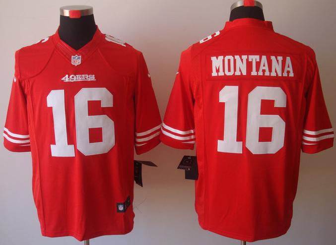 Nike San Francisco 49ers 16 Joe Montana Red Game LIMITED NFL Jerseys Cheap