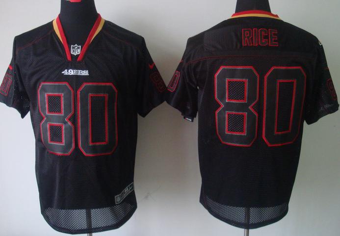 Nike San Francisco 49ers 80 Jerry Rice Lights Out Black Elite NFL Jerseys Cheap