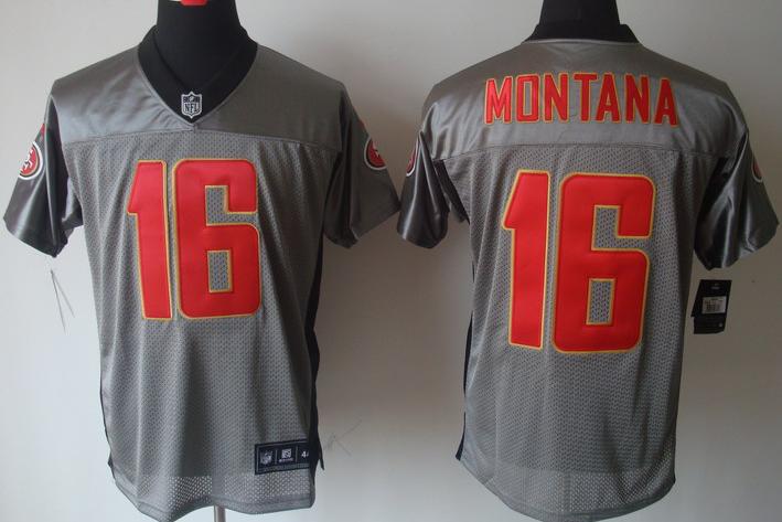 Nike San Francisco 49ers 16 Joe Montana Grey Shadow NFL Jerseys Cheap