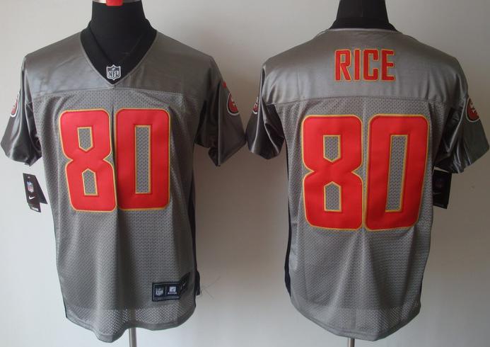 Nike San Francisco 49ers 80 Jerry Rice Grey Shadow NFL Jerseys Cheap
