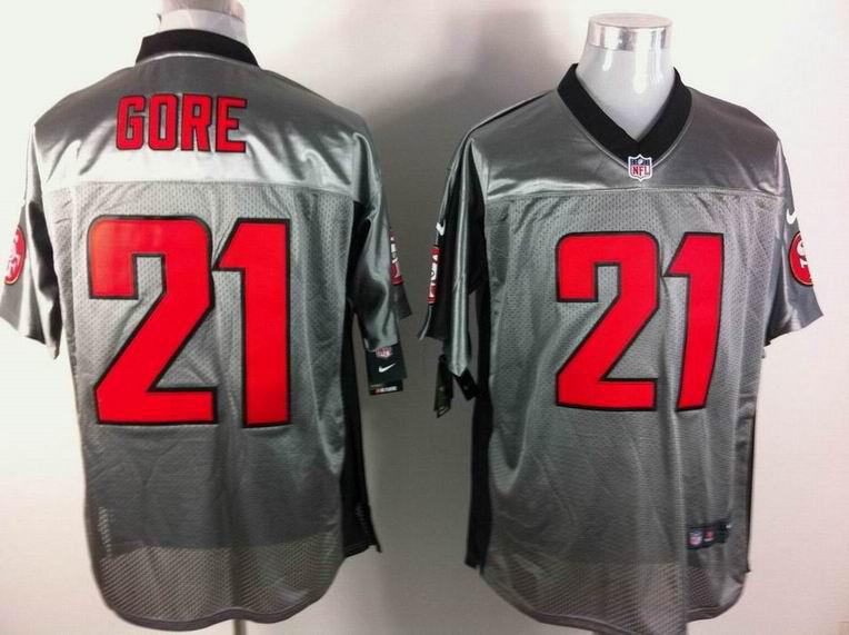 Nike San Francisco 49ers #21 Frank Gore Grey Shadow Elite NFL Jerseys Cheap