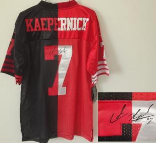 Nike San Francisco 49ers 7 Colin Kaepernick Red Black Split Elite Signed NFL Jerseys Cheap
