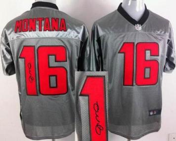 Nike San Francisco 49ers 16 Joe Montana Elite Grey Shadow Signed NFL Jerseys Cheap