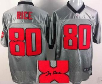 Nike San Francisco 49ers 80 Jerry Rice Elite Grey Shadow Signed NFL Jerseys Cheap