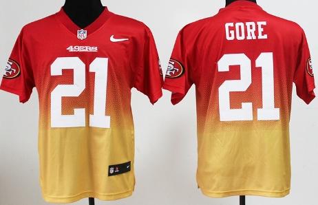 Nike San Francisco 49ers 21 Frank Gore Red Gold Drift Fashion II Elite NFL Jerseys Cheap