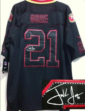 Nike San Francisco 49ers 21 Frank Gore Elite Light Out Black Signed NFL Jerseys Cheap