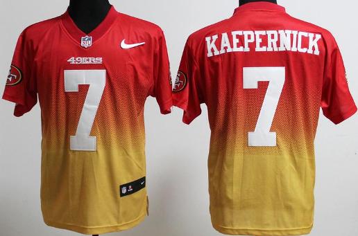 Nike San Francisco 49ers 7 Colin Kaepernick Red Gold Drift Fashion II Elite NFL Jerseys Cheap