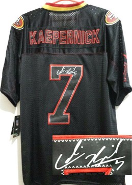Nike San Francisco 49ers 7 Colin Kaepernick Elite Light Out Black Signed NFL Jerseys Cheap