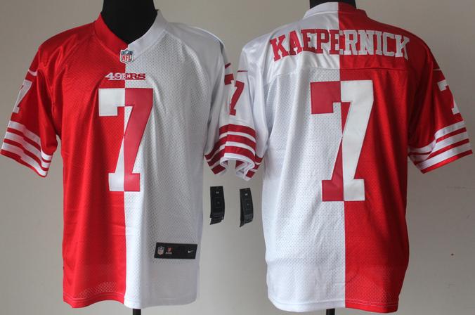 Nike San Francisco 49ers 7 Colin Kaepernick Red White Elite Split NFL Jerseys Cheap