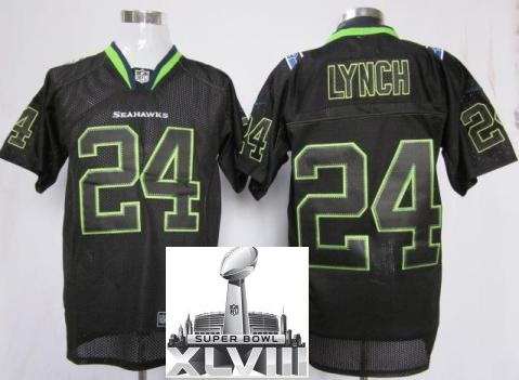 Nike Seattle Seahawks 24 Marshawn Lynch Lights Out Black Elite 2014 Super Bowl XLVIII NFL Jerseys Cheap