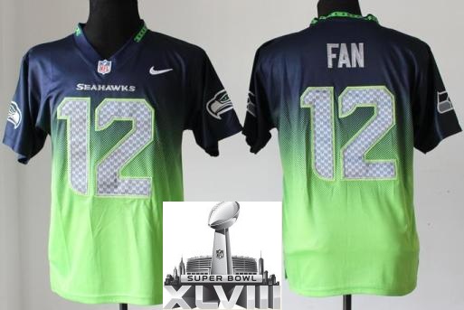 Nike Seattle Seahawks 12 Fan Blue Green Drift Fashion II Elite 2014 Super Bowl XLVIII NFL Jerseys Cheap