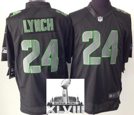 Nike Seattle Seahawks 24 Marshawn Lynch Black Impact LIMITED 2014 Super Bowl XLVIII NFL Jerseys Cheap