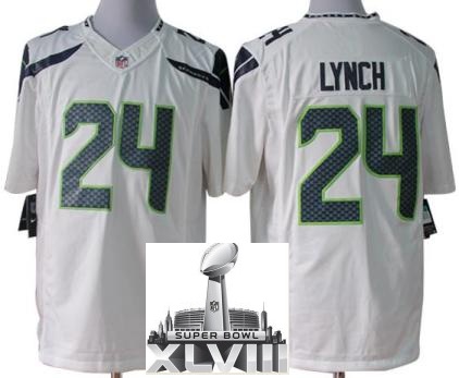 Nike Seattle Seahawks 24 Marshawn Lynch White Game LIMITED 2014 Super Bowl XLVIII NFL Jerseys Cheap