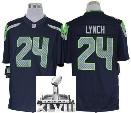 Nike Seattle Seahawks 24 Marshawn Lynch Blue Game LIMITED 2014 Super Bowl XLVIII NFL Jerseys Cheap