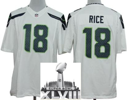 Nike Seattle Seahawks 18 Sidney Rice White Game LIMITED 2014 Super Bowl XLVIII NFL Jerseys Cheap
