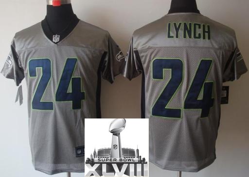 Nike Seattle Seahawks 24 Marshawn Lynch Grey Shadow 2014 Super Bowl XLVIII NFL Jerseys Cheap