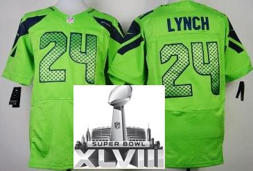 Nike Seattle Seahawks 24 Marshawn Lynch Green Elite 2014 Super Bowl XLVIII NFL Jerseys Cheap