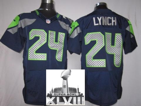 Nike Seattle Seahawks 24 Marshawn Lynch Blue Elite 2014 Super Bowl XLVIII NFL Jerseys Cheap