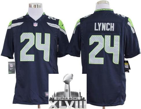 Nike Seattle Seahawks 24 Marshawn Lynch Blue Game 2014 Super Bowl XLVIII NFL Jerseys Cheap
