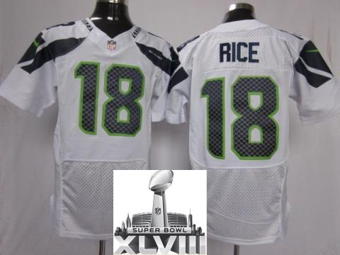 Nike Seattle Seahawks 18 Sidney Rice White Elite 2014 Super Bowl XLVIII NFL Jerseys Cheap