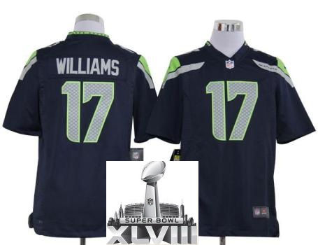 Nike Seattle Seahawks 17 Mike Williams Blue Game 2014 Super Bowl XLVIII NFL Jerseys Cheap