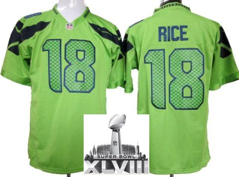 Nike Seattle Seahawks 18 Sidney Rice Green Game 2014 Super Bowl XLVIII NFL Jerseys Cheap