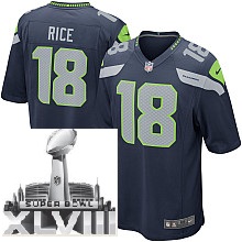 Nike Seattle Seahawks 18# Sidney Rice Blue Game 2014 Super Bowl XLVIII NFL Jerseys Cheap