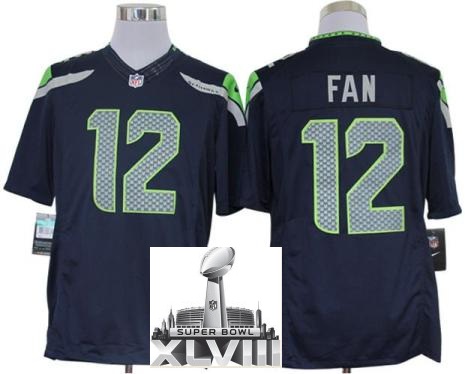 Nike Seattle Seahawks 12 Fan Blue Game LIMITED 2014 Super Bowl XLVIII NFL Jerseys Cheap