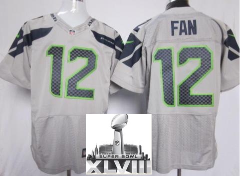 Nike Seattle Seahawks 12 Fan Grey Elite 2014 Super Bowl XLVIII NFL Jerseys Cheap