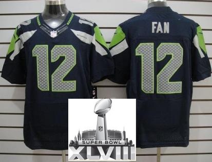 Nike Seattle Seahawks 12 Fan Blue Elite 2014 Super Bowl XLVIII NFL Jerseys Cheap