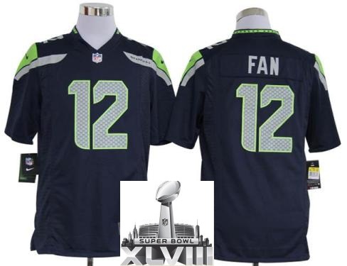 Nike Seattle Seahawks 12 Fan Blue Game 2014 Super Bowl XLVIII NFL Jerseys Cheap