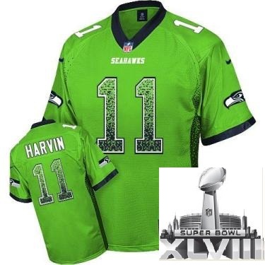 Nike Seattle Seahawks 11 Percy Harvin Green Drift Fashion Elite 2014 Super Bowl XLVIII NFL Jerseys Cheap