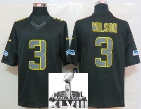 Nike Seattle Seahawks 3 Russell Wilson Black Impact Game LIMITED 2014 Super Bowl XLVIII NFL Jerseys Cheap