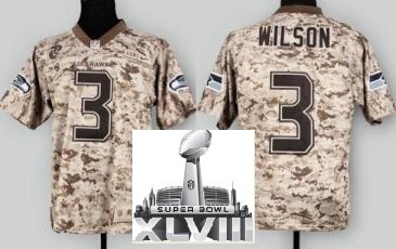 Nike Seattle Seahawks 3 Russell Wilson Camo US Mccuu 2014 Super Bowl XLVIII NFL Jerseys Cheap