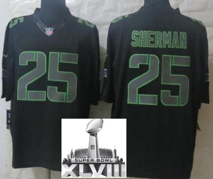 Nike Seattle Seahawks 25 Richard Sherman Black Impact Limited 2014 Super Bowl XLVIII NFL Jerseys Cheap