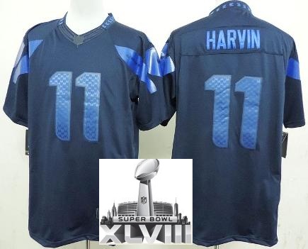Nike Seattle Seahawks 11 Percy Harvin Blue Drenched Limited 2014 Super Bowl XLVIII NFL Jerseys Cheap
