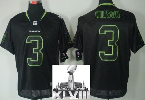 Nike Seattle Seahawks 3 Russell Wilson Lights Out Black 2014 Super Bowl XLVIII NFL Jerseys Cheap