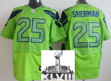 Nike Seattle Seahawks 25 Richard Sherman Green Elite 2014 Super Bowl XLVIII NFL Jerseys Cheap