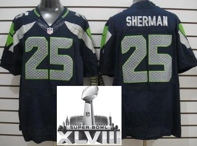 Nike Seattle Seahawks 25 Richard Sherman Blue Elite 2014 Super Bowl XLVIII NFL Jerseys Cheap