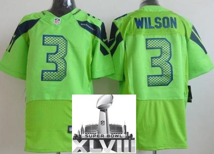 Nike Seattle Seahawks 3 Russell Wilson Green Elite 2014 Super Bowl XLVIII NFL Jerseys Cheap